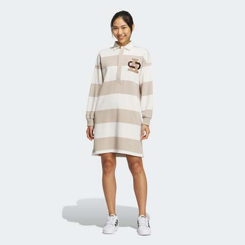 Adidas/阿迪达斯 女子三叶草 DRESS 运动长袖翻领连衣裙 IN1063