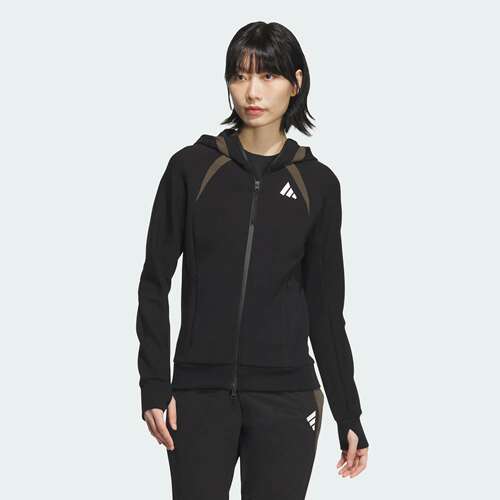 Adidas/阿迪达斯 女子运动休闲修身连帽夹克外套 JM0099