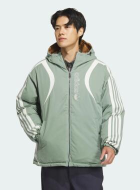 Adidas/阿迪达斯 男子三叶草双面穿宽松连帽鸭绒羽绒服 JD3752