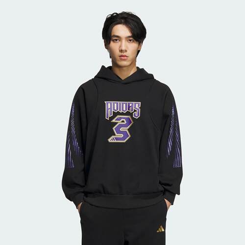 Adidas/阿迪达斯 男子抓绒篮球运动宽松连帽卫衣套头衫 JM5682