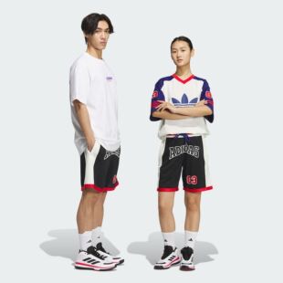 经典 Adidas 阿迪达斯 男女情侣款 JD6398 复古篮球风运动短裤
