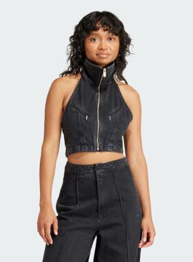 Adidas/阿迪达斯 女子三叶草运动修身翻领马甲背心 IT7270