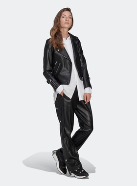 Adidas/阿迪达斯 三叶草女子FAUX LEATHER侧开排扣运动裤 II6099