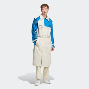Adidas/阿迪达斯 男子三叶草长款运动翻领大衣外套 IA2466