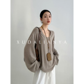 春松弛感V领长袖 徐大脸吖定制 舒适度up软糯垂感针织衫 T恤上衣女