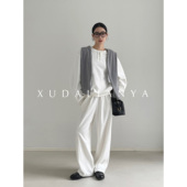 运动休闲两件套女 半纽扣卫衣阔腿裤 徐大脸吖定制 早春松弛感套装