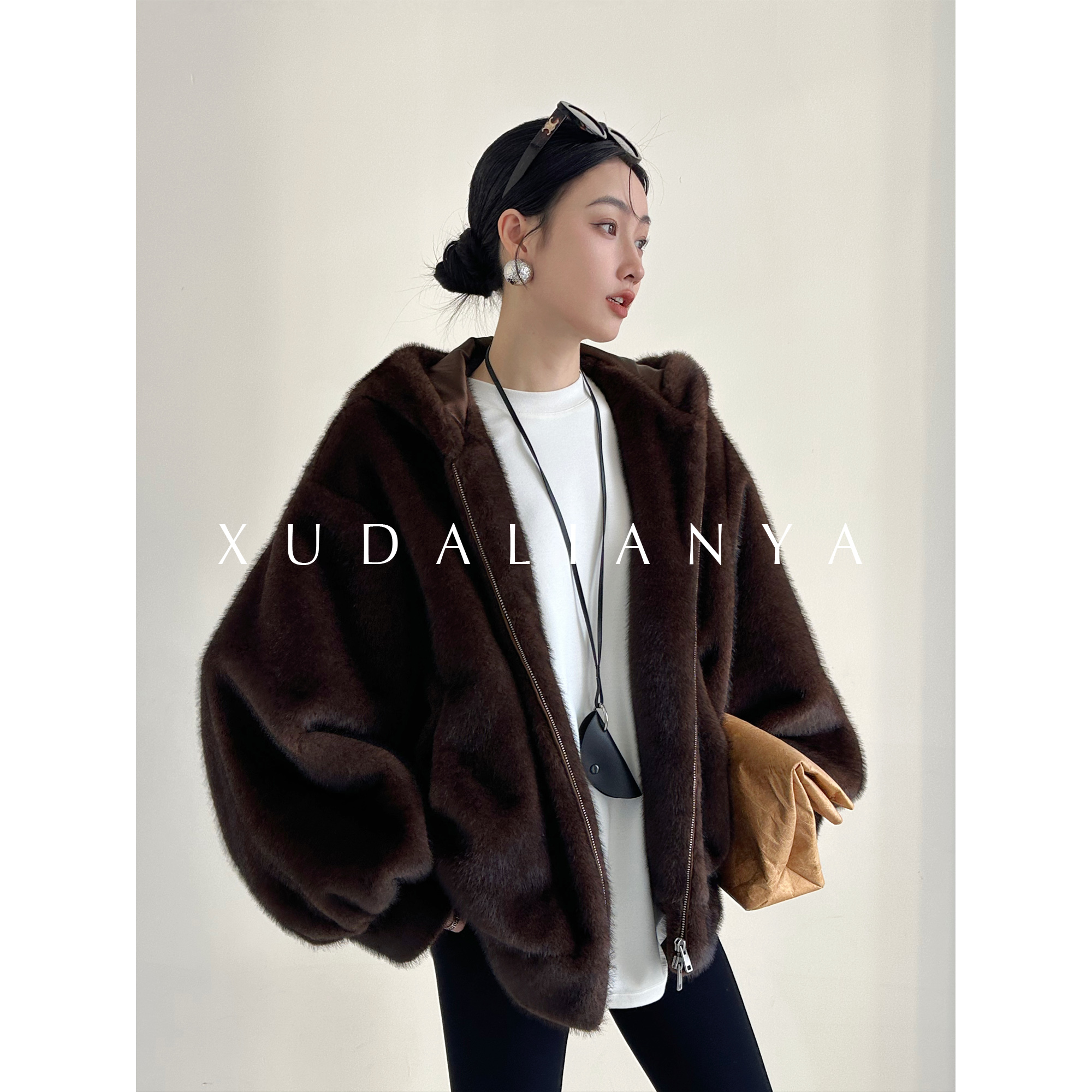 徐大脸吖定制 丰盈环保千金紫貂毛毛外套冬年轻款连帽皮草女大衣