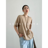 徐大脸吖定制 T恤女上衣 纯色短袖 6色 柔爽垂坠慵懒感夏百搭基础款