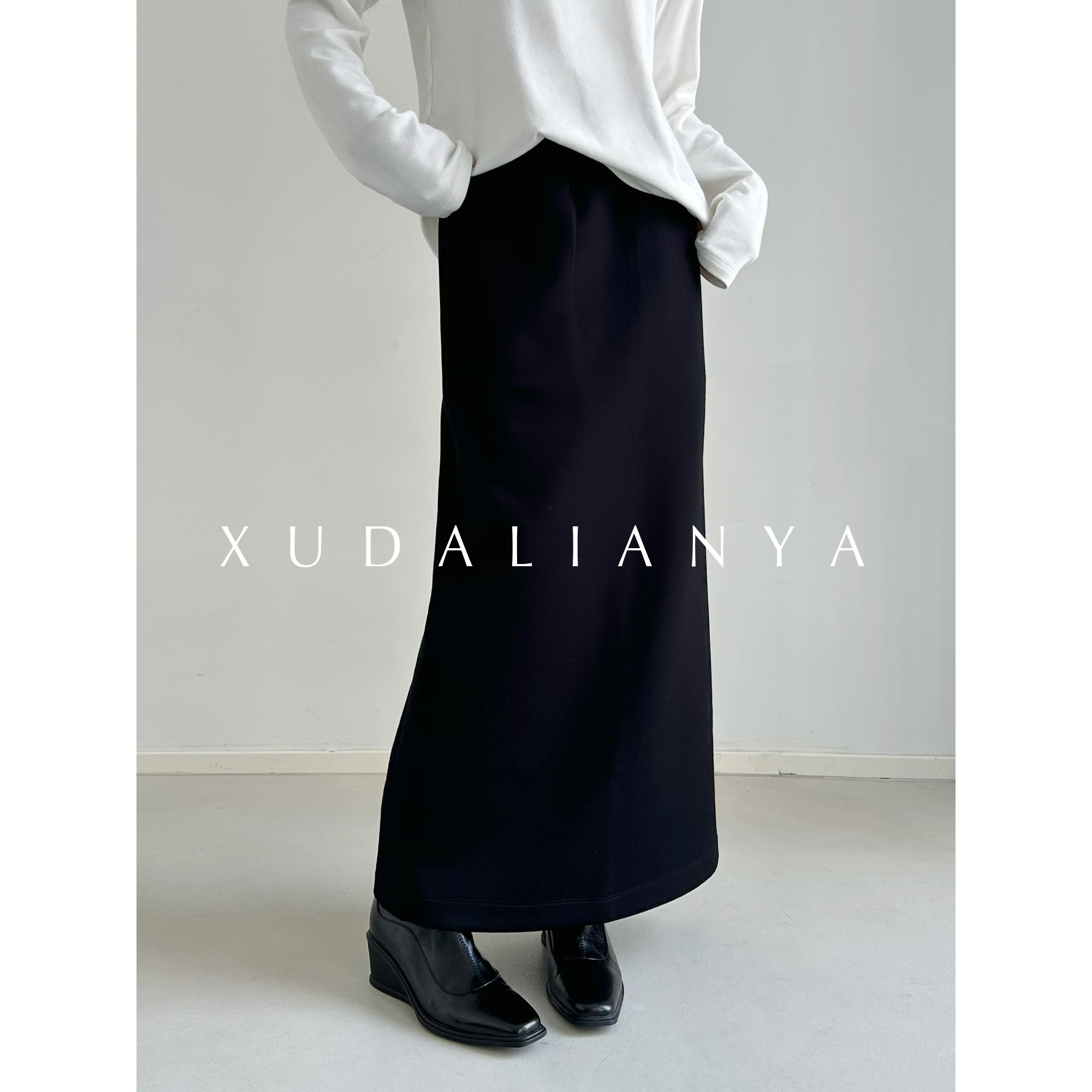 徐大脸吖定制 韩系懒人秋冬磨毛运动长裙直筒半身裙子休闲卫裙女