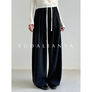 徐大脸吖定制 加厚垂感卫裤秋冬直筒休闲长裤子遛弯空气阔腿裤女