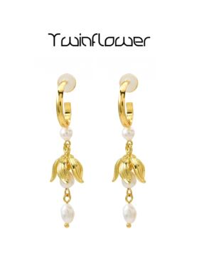 twinflower 原创设计铃兰花珍珠耳环2025新款爆款高级感法式耳钉