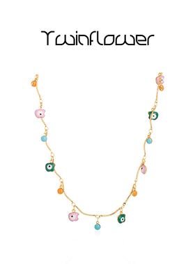 房琪同款童趣彩色吊坠金属项链