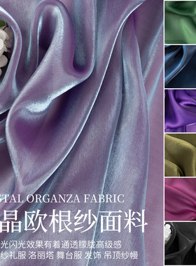 深色闪光水晶欧根纱婚礼礼服布料