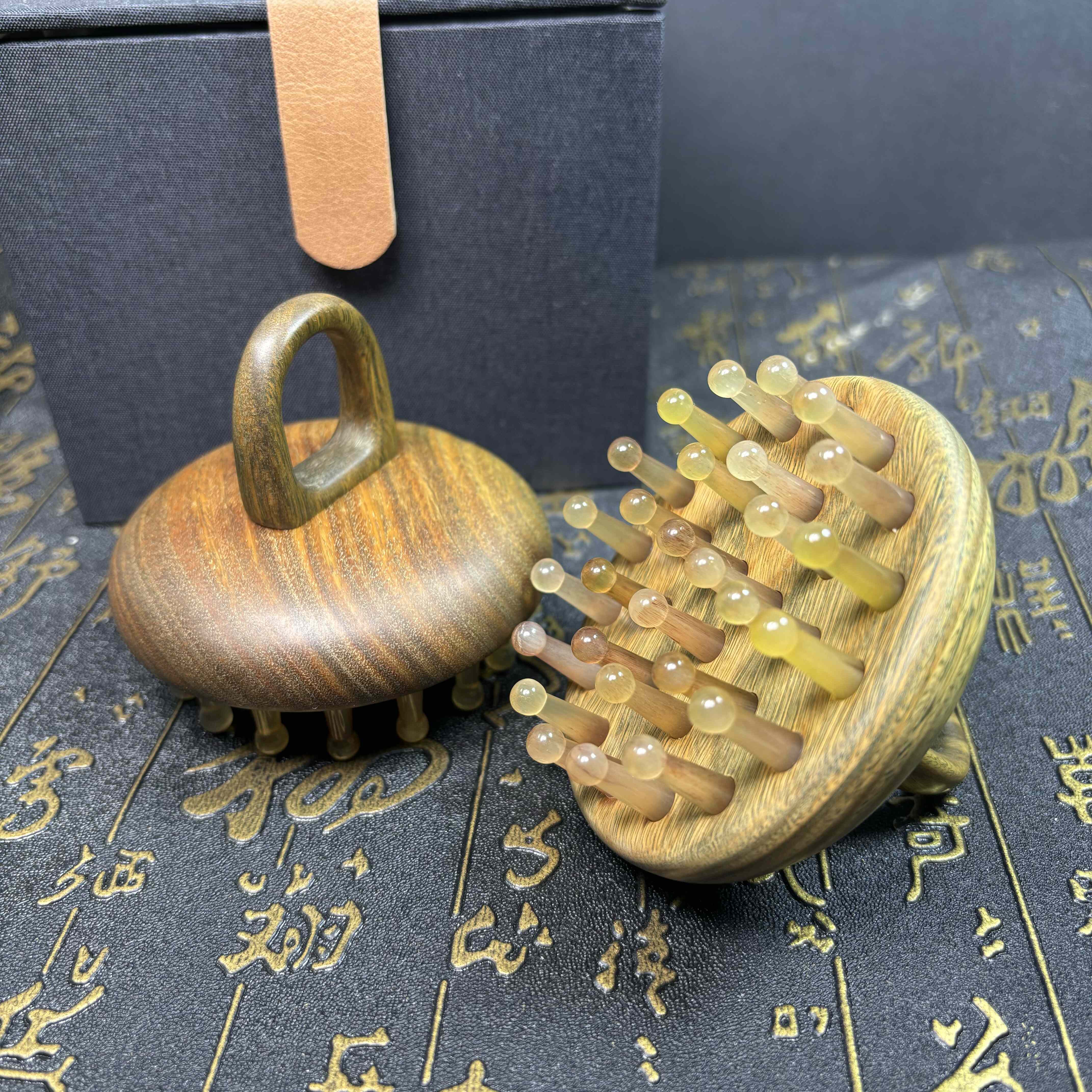 微瑕清仓28齿羊角指环梳