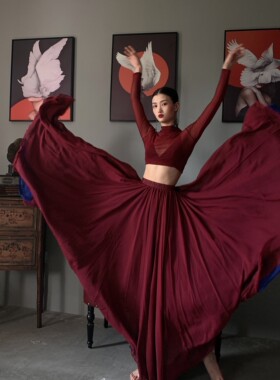 WYZ盖盖自留同款新疆裙套装气质中国风一片式高腰绑带裙表演服女