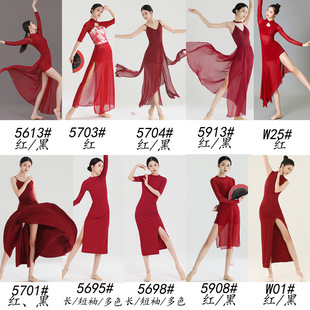 古典爵士舞蹈旗袍练功中国古典舞古风开叉专用修身连衣裙演出服