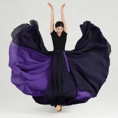 720度大摆裙现代舞广场舞半身裙
