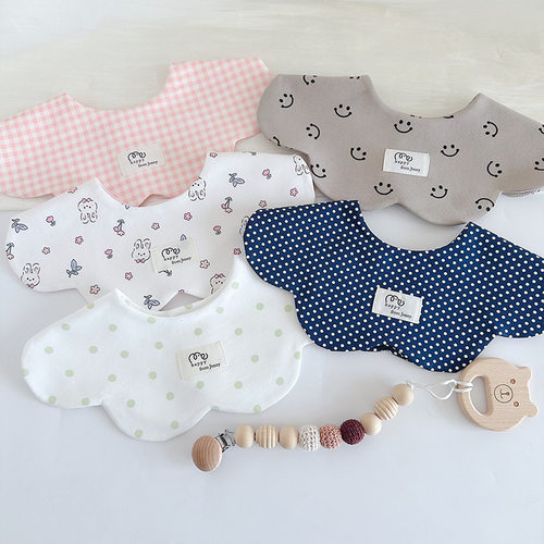 ins韩版秋季新款宝宝棉质围嘴婴儿口水巾百搭双面口水兜围兜0-2岁