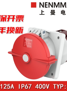 上曼电气NENMMAN工业防水TYP:212防尘暗装直插125A三相4孔IP67