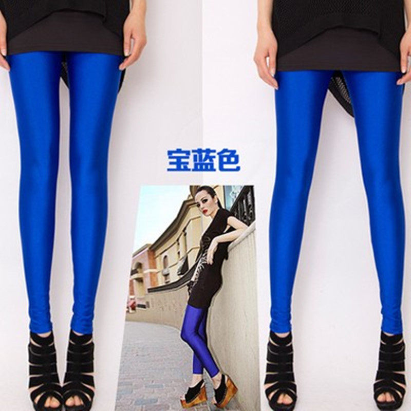 丝滑紧身裤女健美高亮分裤冰丝超薄款油亮九分裤光泽牛奶丝百搭款