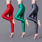 女薄款 荧光糖果彩色九分健美裤 打底裤 冰丝紧身裤 外穿 夏秋季 光泽裤