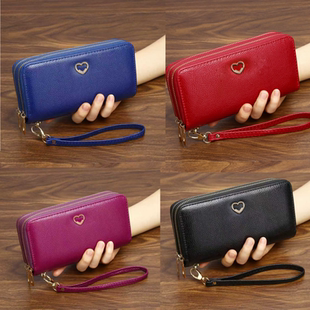 韩版双拉链钱包女款大容量手拿包时尚女士新款双层零钱包长款卡包