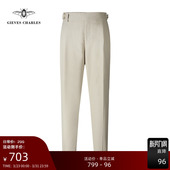 纯棉米白色商务休闲西裤 男士 经典 那不勒斯意式 子男 西服裤 新品