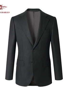 【卓雅系列】1881意大利进口150高支羊毛面料商务黑色西服套装男