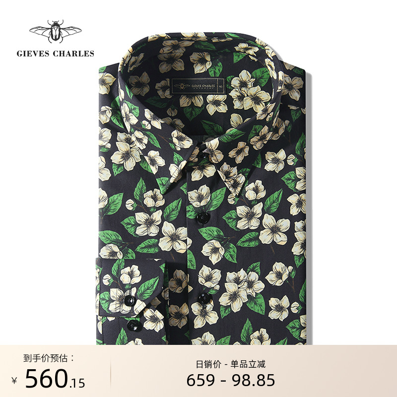 GIEVESCHARLES黑色长袖衬衫