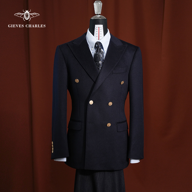 GIEVESCHARLES双排金扣羊毛