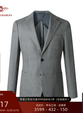 【卓雅系列】COLOMBO进口羊毛面料千鸟格休闲西服男半里薄款外套