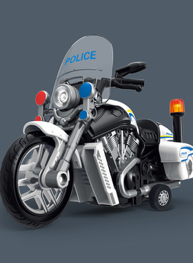 惯性声光摩托车警察巡逻车模型带灯带音乐童车儿童玩具六一礼物