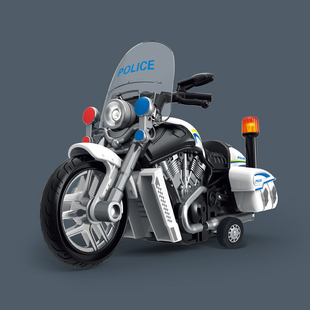 惯性声光摩托车警察巡逻车模型带灯带音乐童车儿童玩具六一礼物