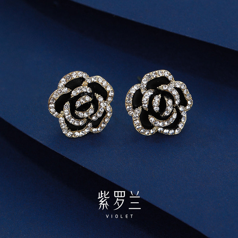 【紫罗兰正版】漾玫玫瑰花耳钉女气质高级感小香风耳饰生日礼物