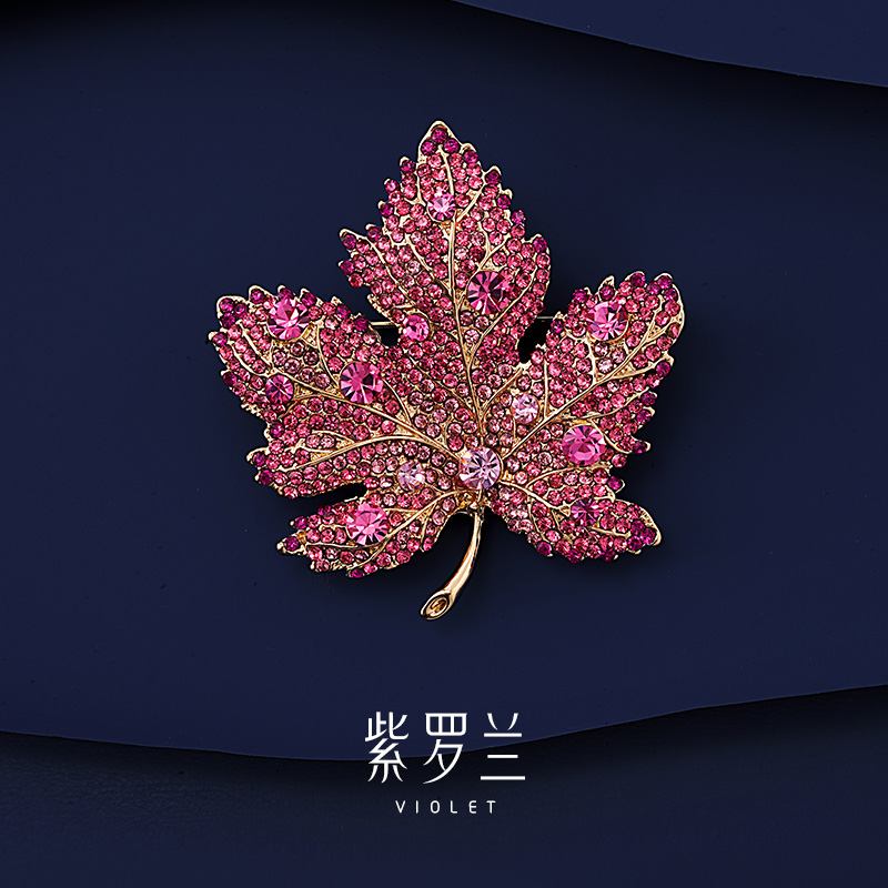 【紫罗兰正版】玫红枫胸针