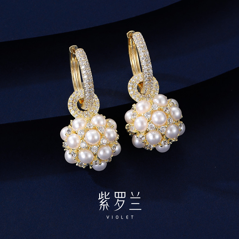 【紫罗兰正版】珠花团耳钩
