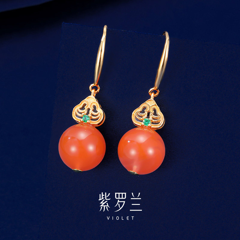 【紫罗兰正版】意鸿S925银耳钩轻奢小众高级感南红玛瑙耳饰送礼,饰品/流行首饰/时尚饰品新,耳环,淘宝优惠券,粉丝福利购,淘宝优惠卷