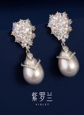 【紫罗兰正版】筱柒珍珠耳环女高级感耳坠时尚耳饰新款生日礼物
