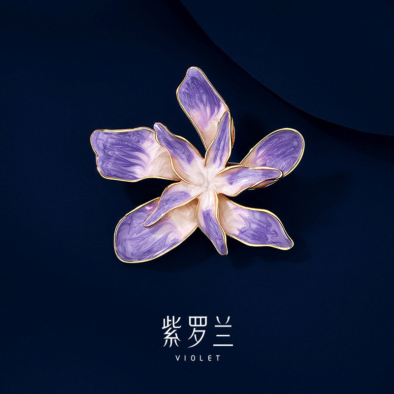 【紫罗兰正版】双紫花胸针高档女精致紫色花朵胸花别针小众设计感