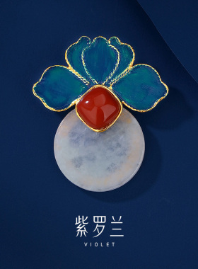 【紫罗兰正版】解花S925纯银胸针高档女精致蓝色个性花朵胸花别针