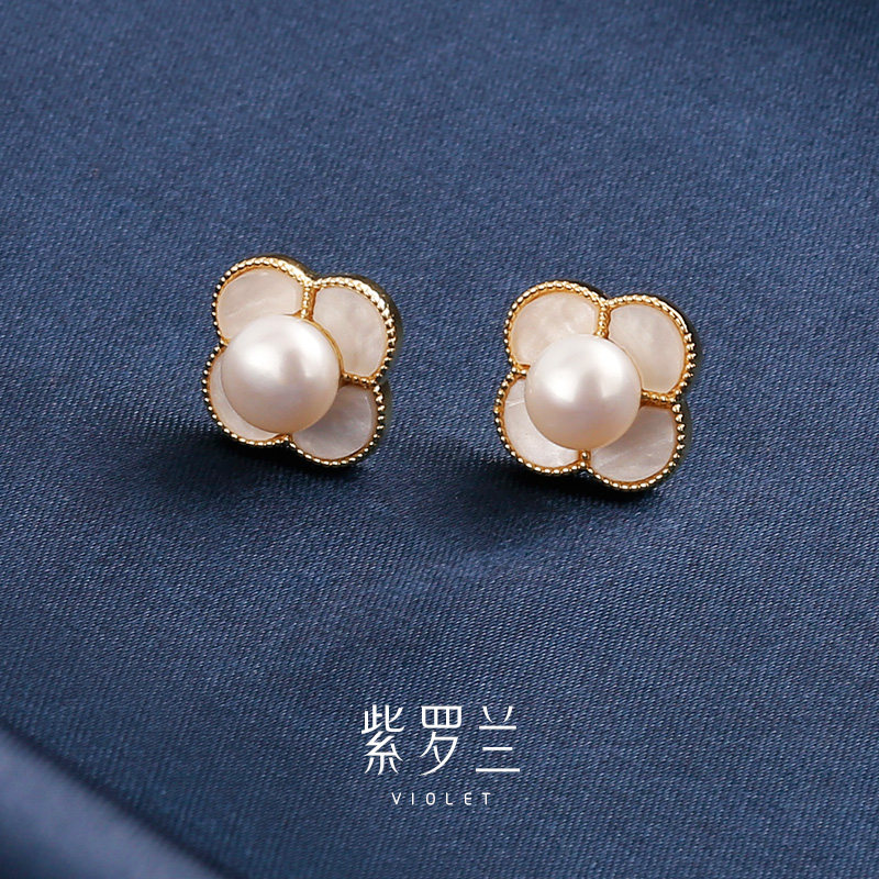 紫罗兰意花珍珠耳钉女纯银s925银生日礼物潮高级感气质时尚耳饰,饰品/流行首饰/时尚饰品新,耳钉,淘宝优惠券,粉丝福利购,淘宝优惠卷