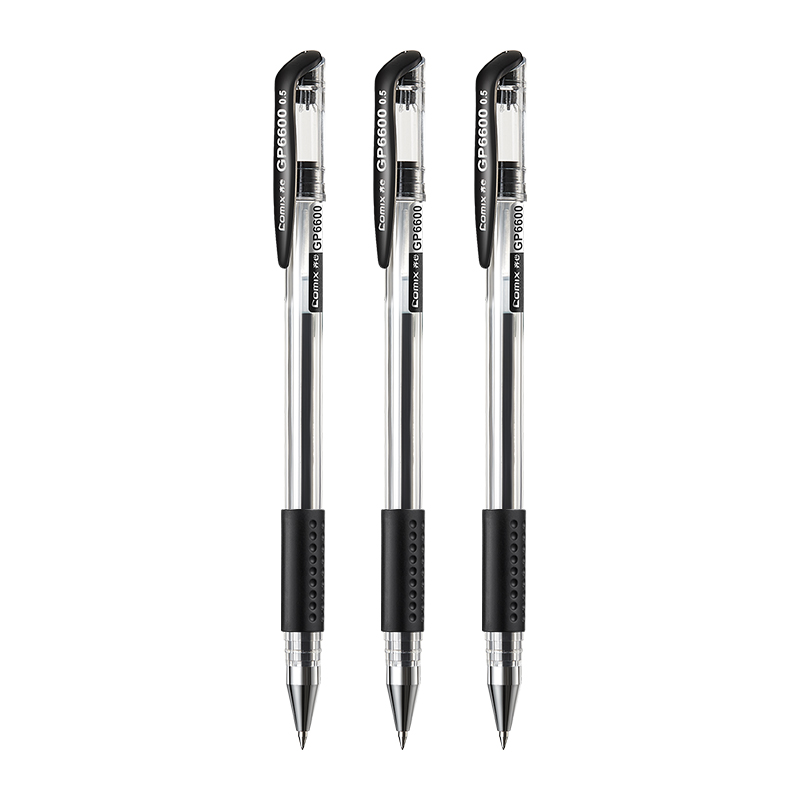 齐心软护手拔帽中性笔子弹头三色