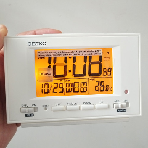 seiko精工日历夜灯温度计