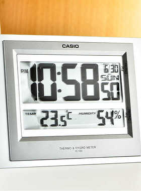 卡西欧casio电子挂钟液晶台历座钟静音电子时钟表ID-16S-8PF温度