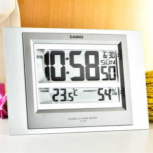 卡西欧casio电子挂钟液晶台历座钟静音电子时钟表ID-16S-8PF温度