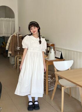 初恋甜美学院风裙子日系可爱白泡泡袖复古学生宽松娃娃领连衣裙夏