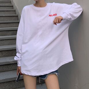圆领套头长袖T恤女卫衣女秋冬新款韩版学生宽松慵懒长袖女上衣潮