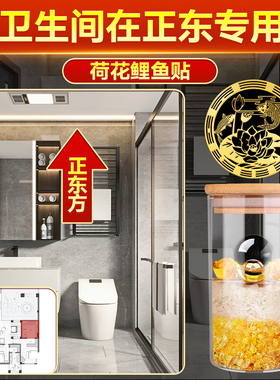 卫生间在正东专用荷花锦鲤图净秽贴纸鲤鱼贴金属锦鲤厕所九鱼挂件