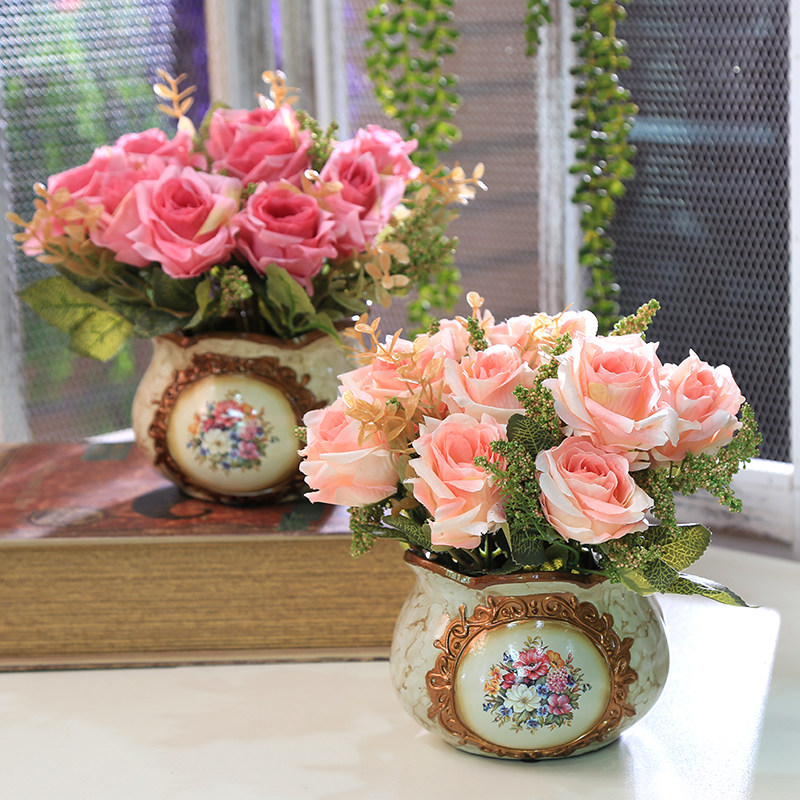 歐式複古仿真玫瑰花套裝室內客廳幹花束裝飾茶幾餐桌假花插花擺件在類目 家居飾品, 花瓶/花器/仿真花/仿真飾品, 仿真花/假花中 - 來自Buy2taobao.com提供專業的淘寶代購服務