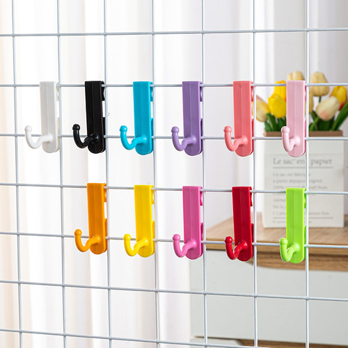 网片配件 马卡龙色挂钩 置物架钩子幼儿园收纳展示架道具塑料挂钩